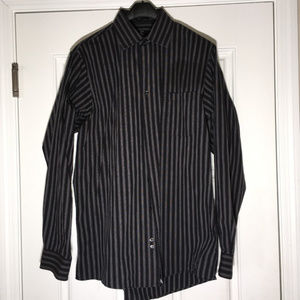 L Calvin Klein Black/Gray Button-down dress shirt